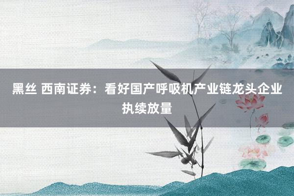 黑丝 西南证券:看好国产呼吸机产业链龙头企业执续放量