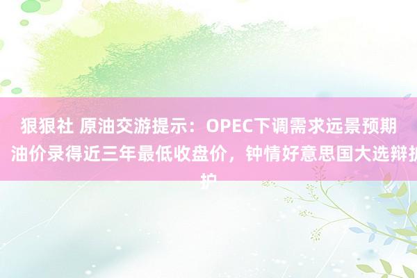 狠狠社 原油交游提示：OPEC下调需求远景预期，油价录得近三年最低收盘价，钟情好意思国大选辩护