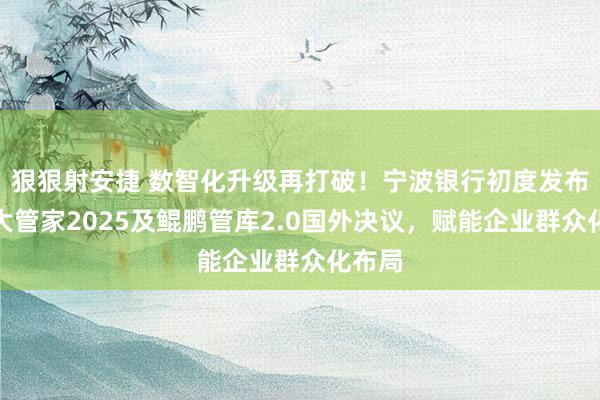 狠狠射安捷 数智化升级再打破！宁波银行初度发布财资大管家2025及鲲鹏管库2.0国外决议，赋能企业群众化布局