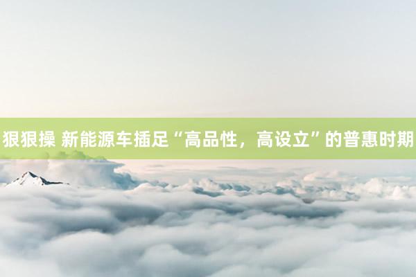 狠狠操 新能源车插足“高品性，高设立”的普惠时期